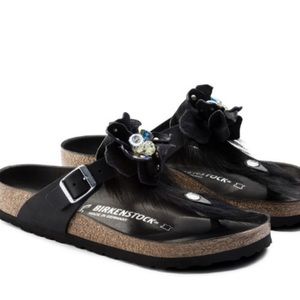 NWOT BIRKENSTOCK Luxor Oiled Leather Swarovski Sandals 39 R Black